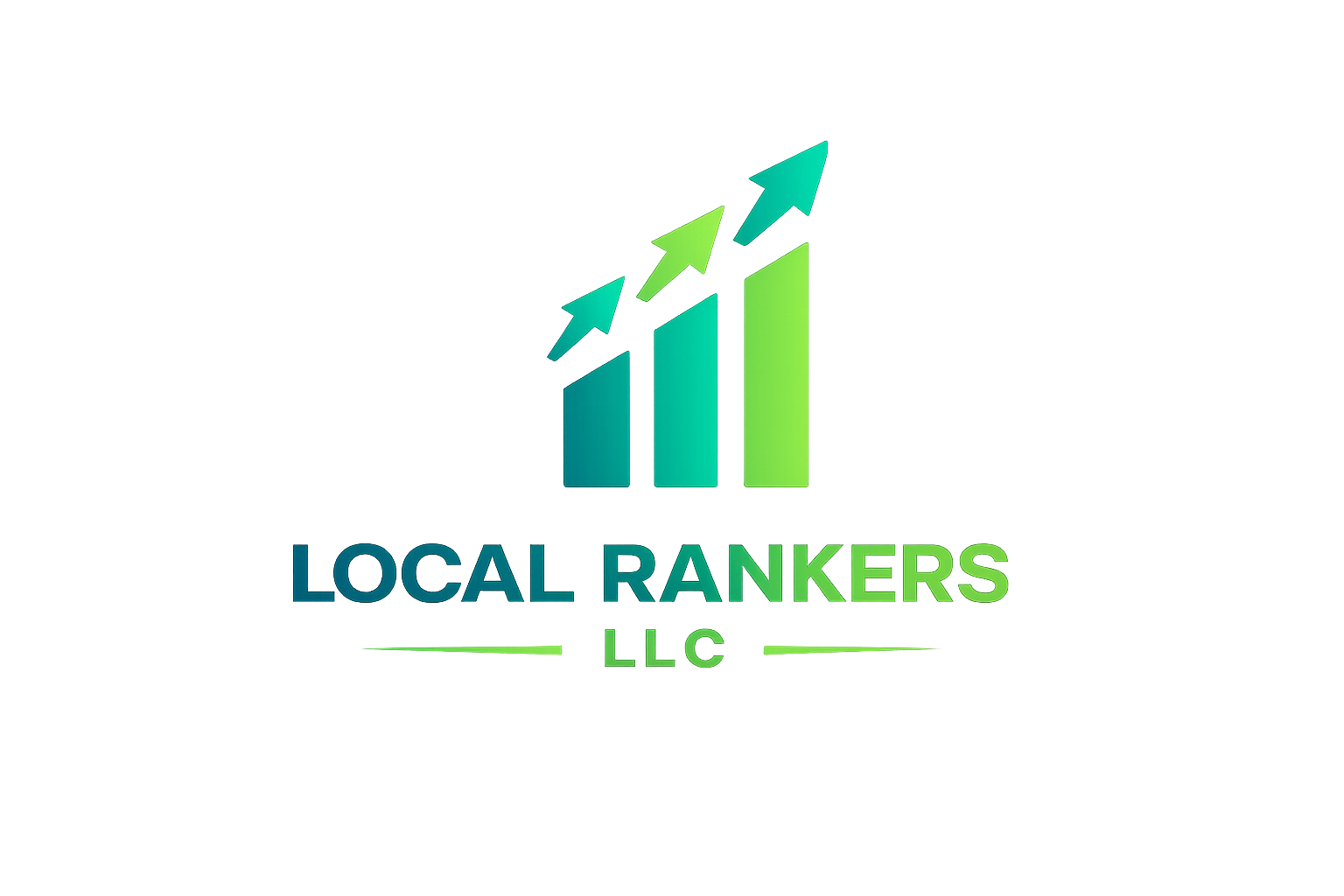Local Rankers LLC brand mark with upward growth arrows on a dark neon glow backdrop